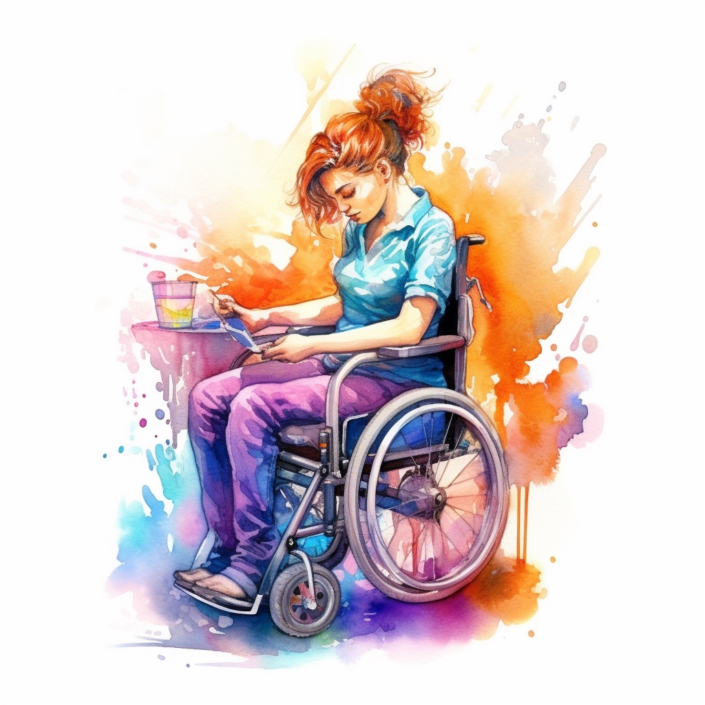 Ondernemende kunstenares in een rolstoel